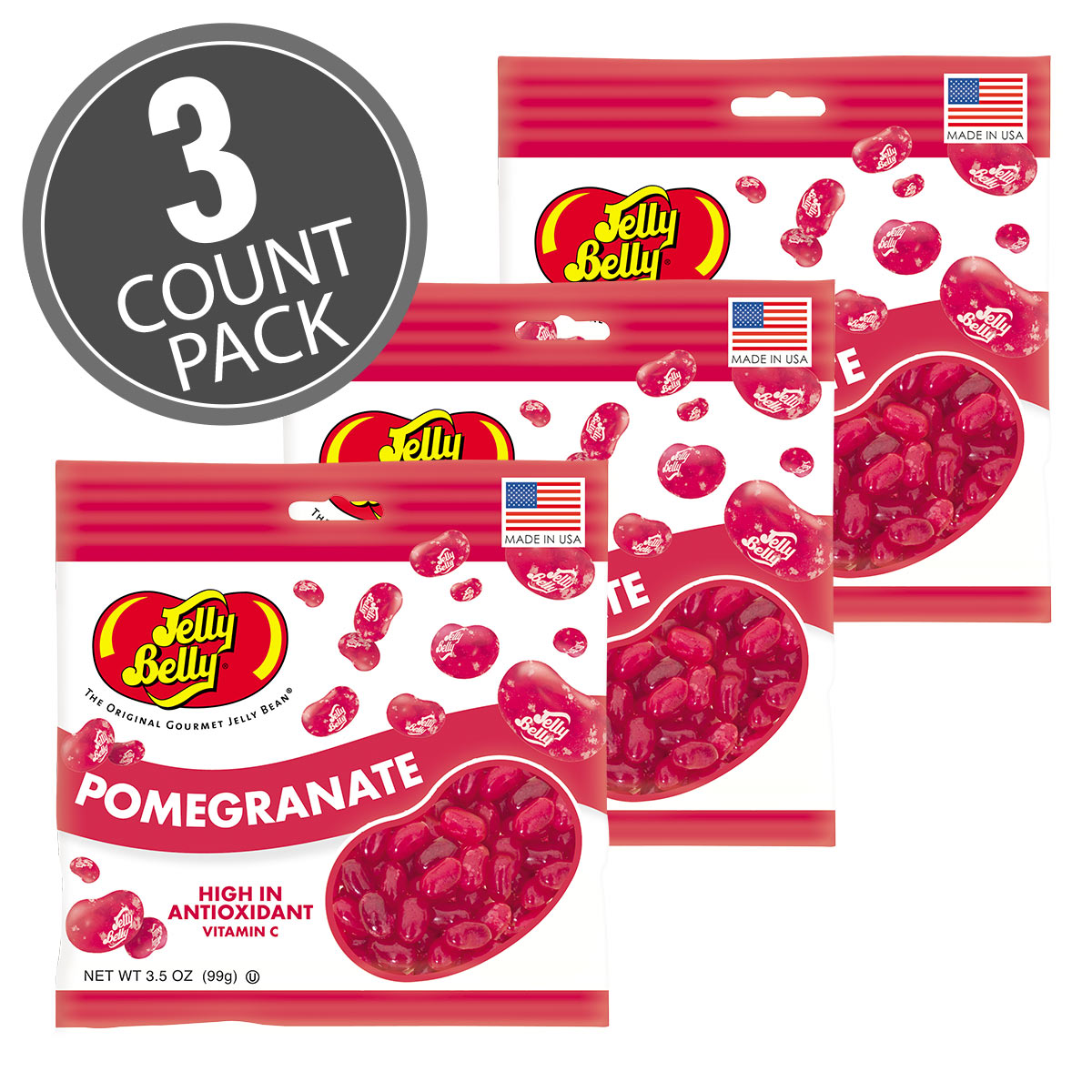 Pomegranate Jelly Beans - 3.5 oz Bags - 3 Pack