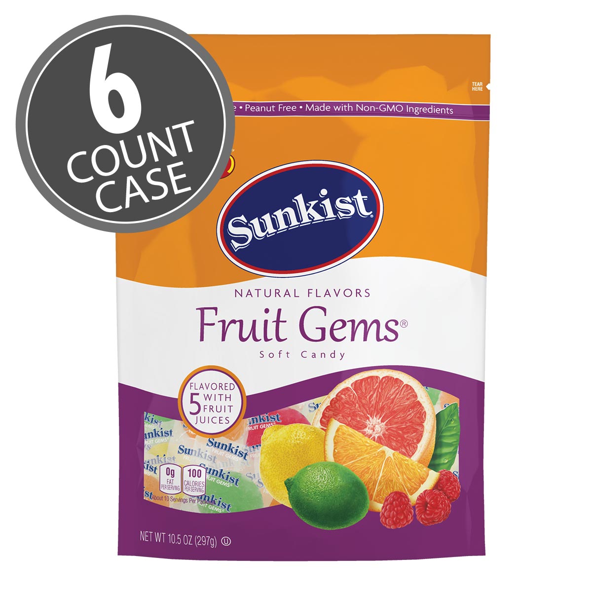 Sunkist Fruit Gems - 10.5 oz Pouch Bag 6-Count Case