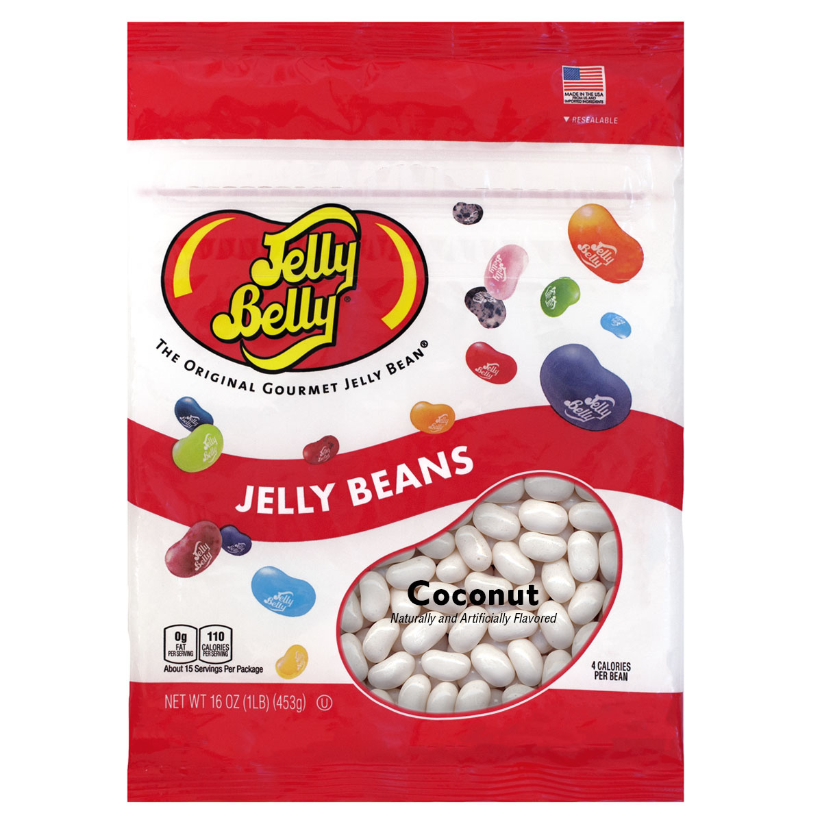 Coconut Jelly Beans - 16 oz Re-Sealable Bag