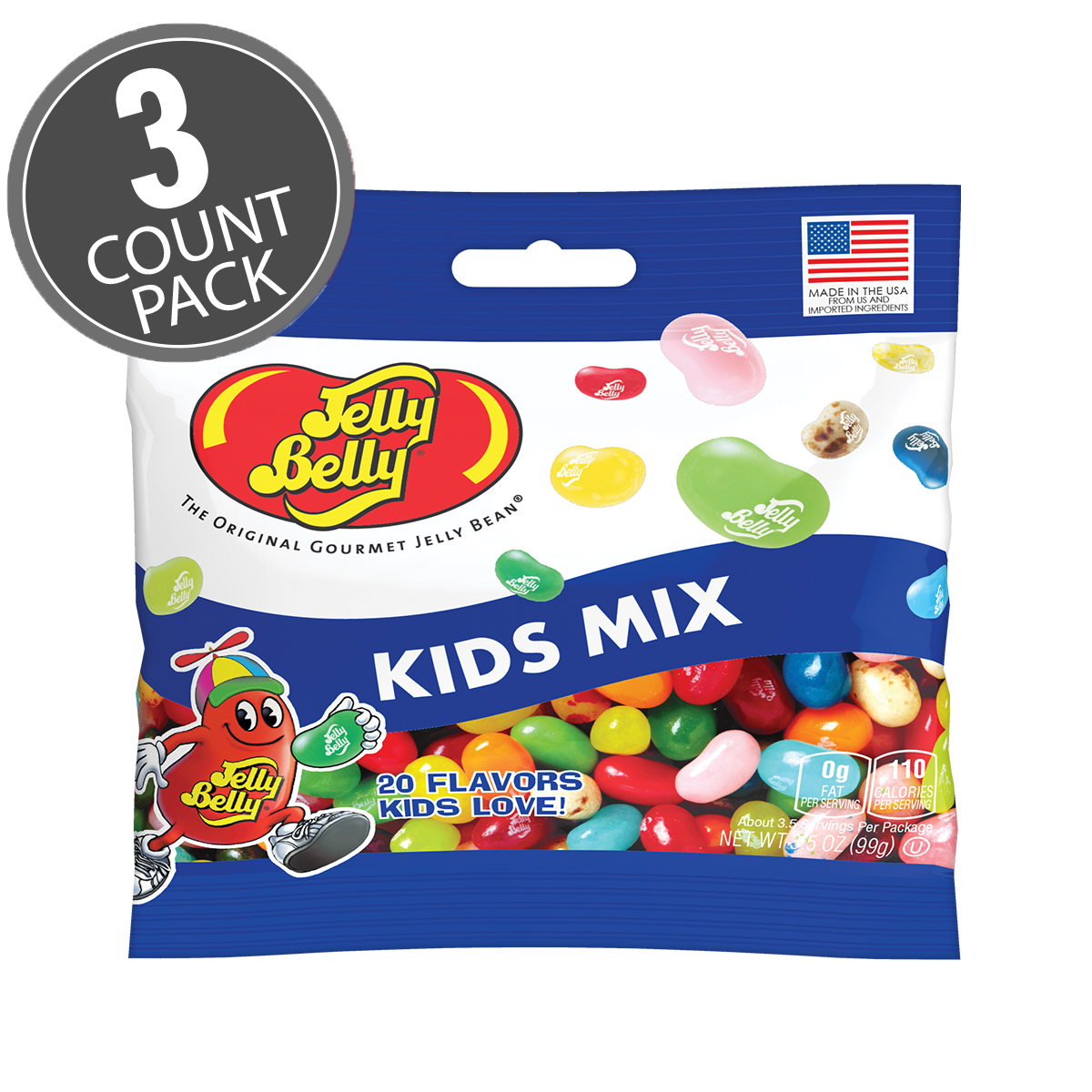 Kids Mix Jelly Beans 3.5 oz Grab &amp; Go Bag - 3 Count Pack