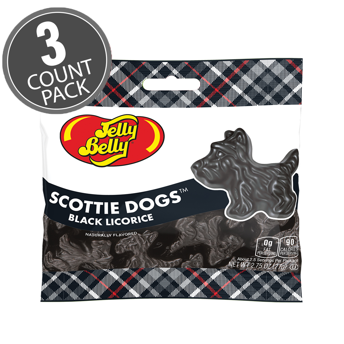 Scottie Dogs Black Licorice 2.75 oz Grab &amp; Go Bag - 3 Count Pack