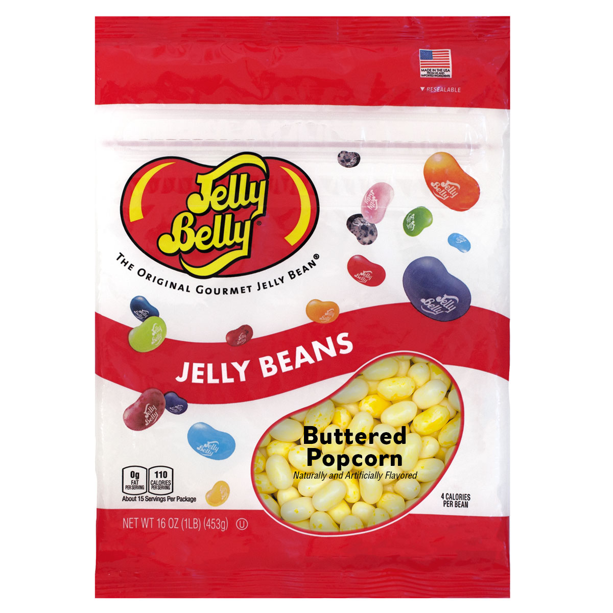 Buttered Popcorn Jelly Beans - 16 oz Re-Sealable Bag