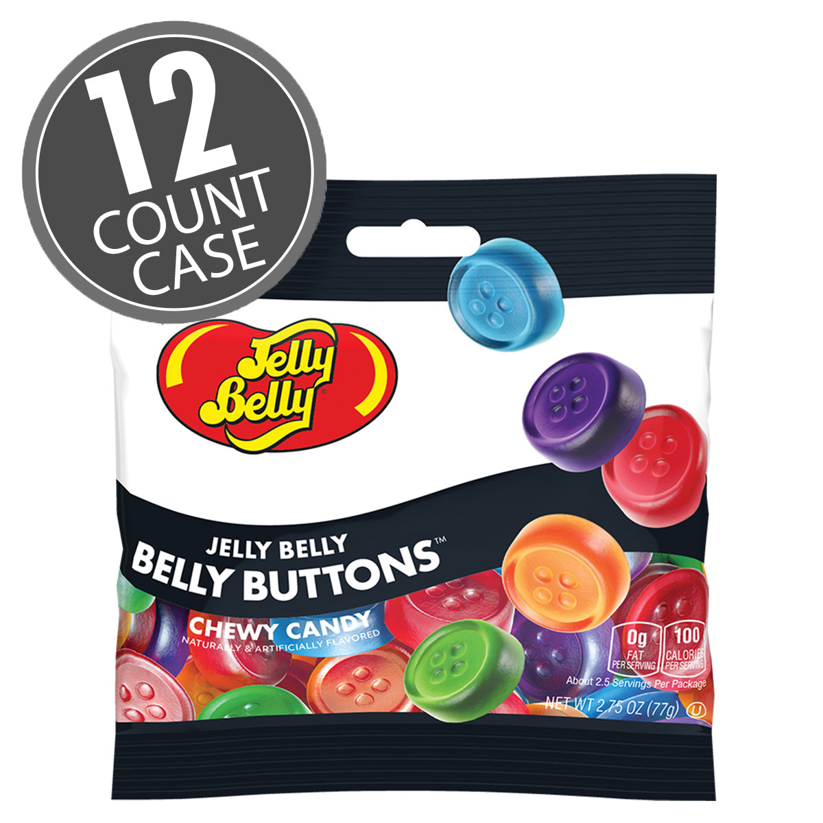 Jelly Belly Belly Buttons 2.75 oz Grab &amp; Go Bag - 12-Count Case