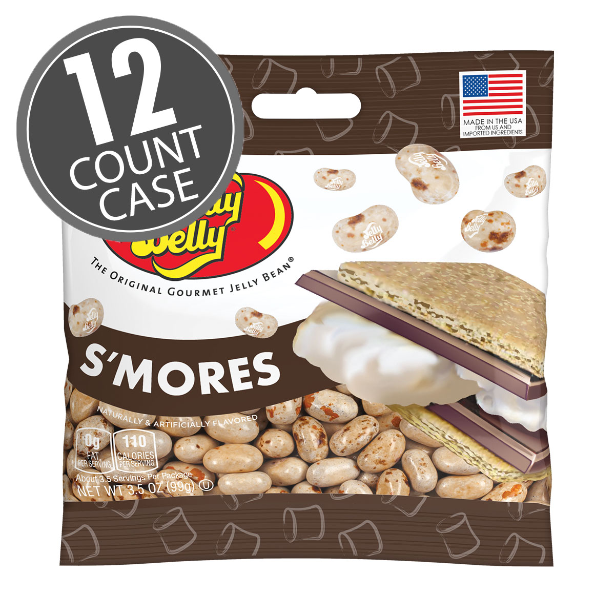 S'mores Jelly Beans 3.5 oz Grab &amp; Go Bag - 12 Count Case