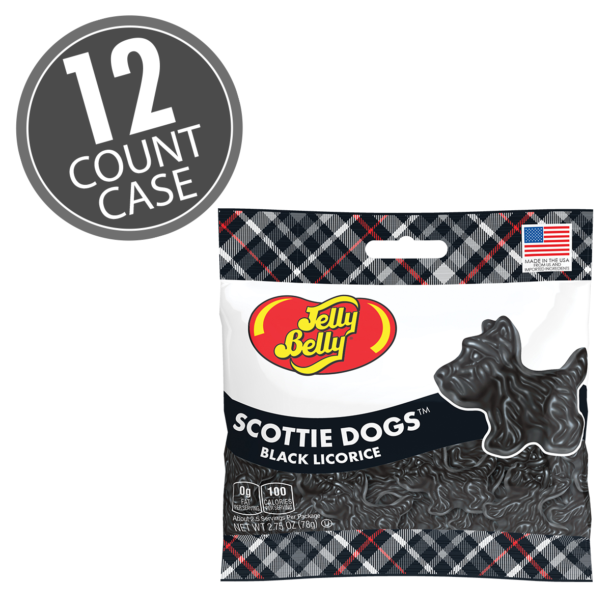 Scottie Dogs Black Licorice 2.75 oz Grab &amp; Go Bag - 12 Count Case