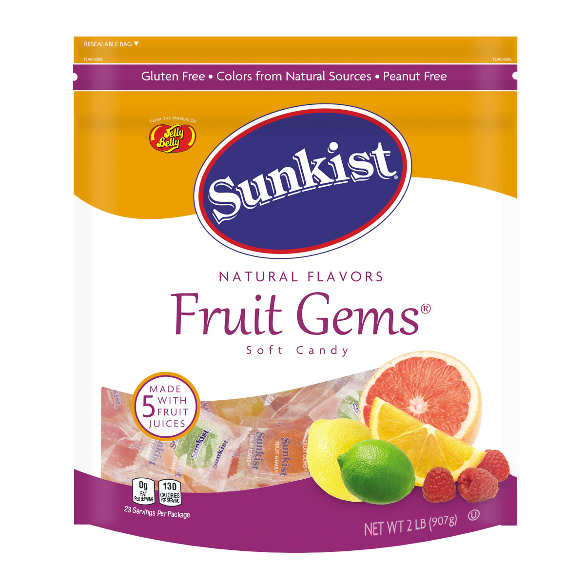 Sunkist Fruit Gems Individually Wrapped - 2 lb Pouch