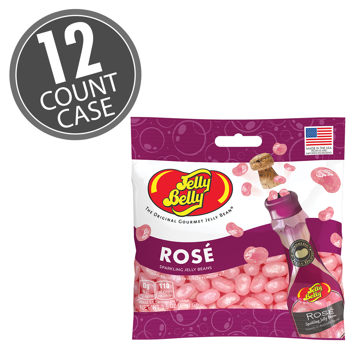 Jelly Belly Ros Beans 3.5 oz Grab &amp; Go Bag, 12-Count Case