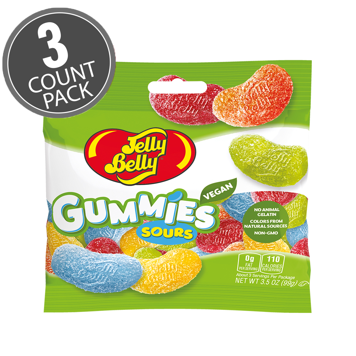 Jelly Belly Assorted Sour Gummies 3.5 oz Bag - 3 Count Pack