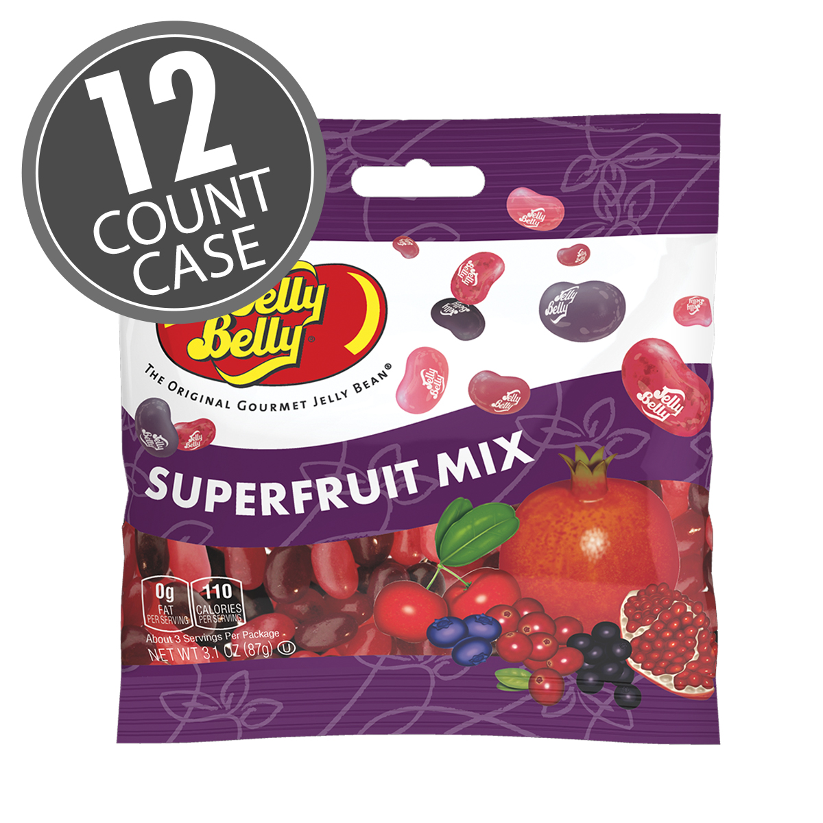 Superfruit Mix Jelly Beans 3.1 oz Grab &amp; Go Bag - 12 Count Case