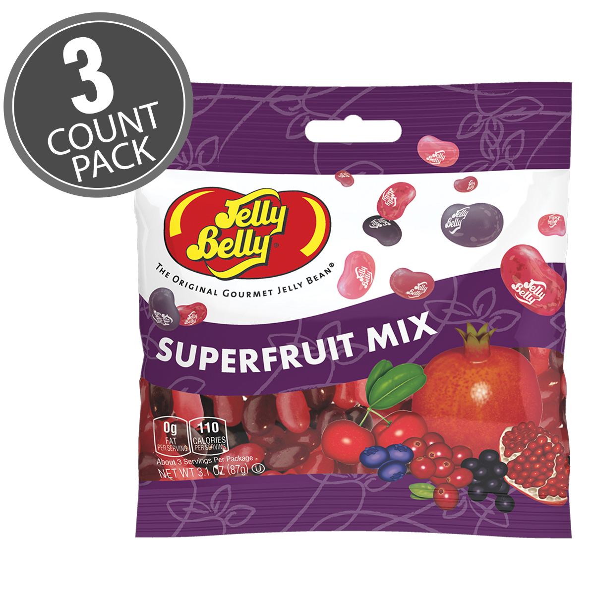 Superfruit Mix Jelly Beans -3.1 oz Bags - 3-Count Pack