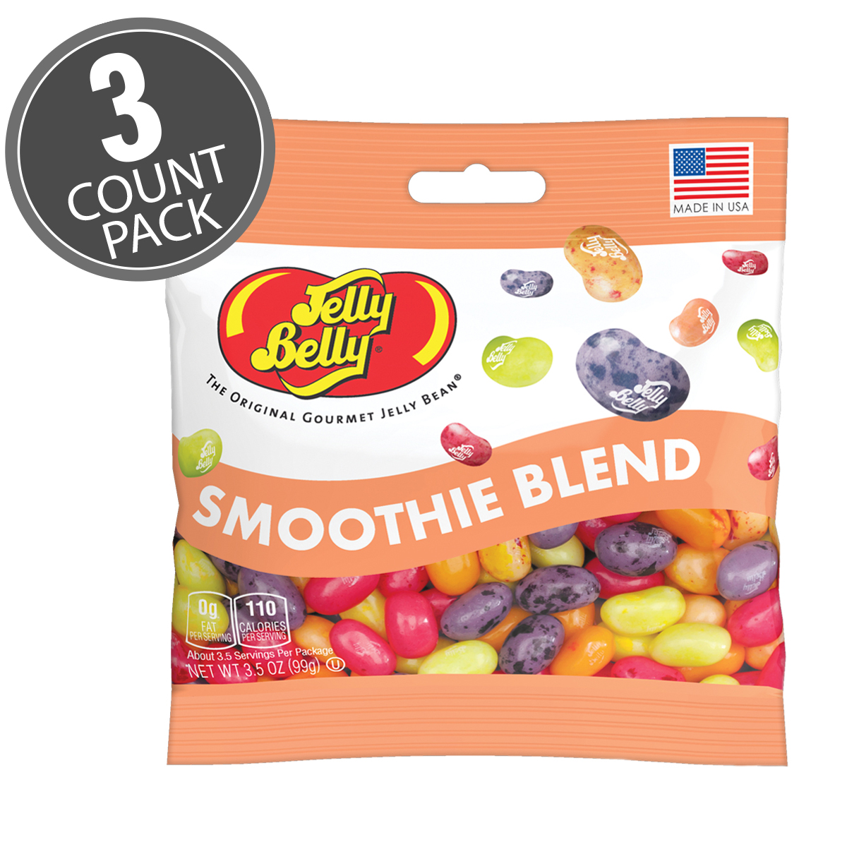 Smoothie Blend Jelly Beans 3.5 oz Grab &amp; Go Bag - 3 Pack