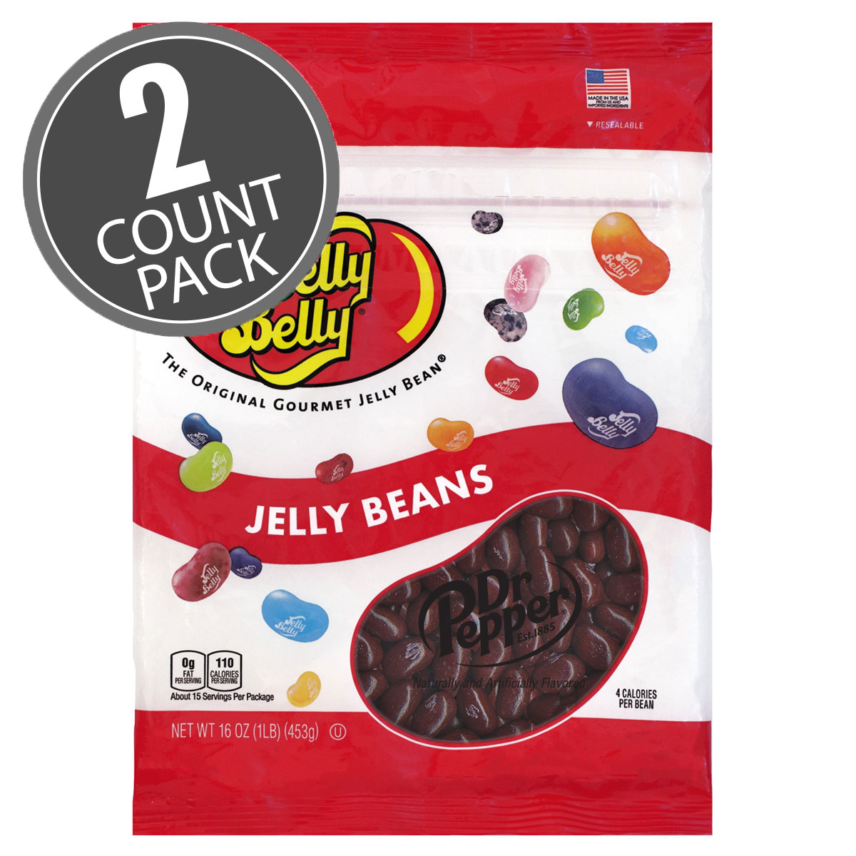 Dr Pepper Jelly Beans - 16 oz Re-Sealable Bag - 2 Pack