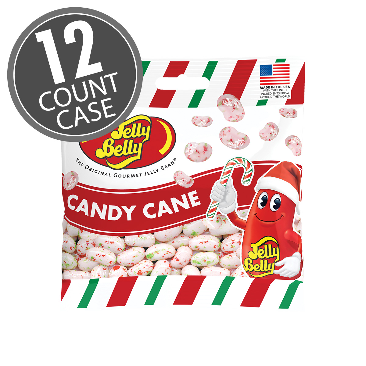 Candy Cane Jelly Beans 3.5 oz Grab &amp; Go Bag - 12 Count Case