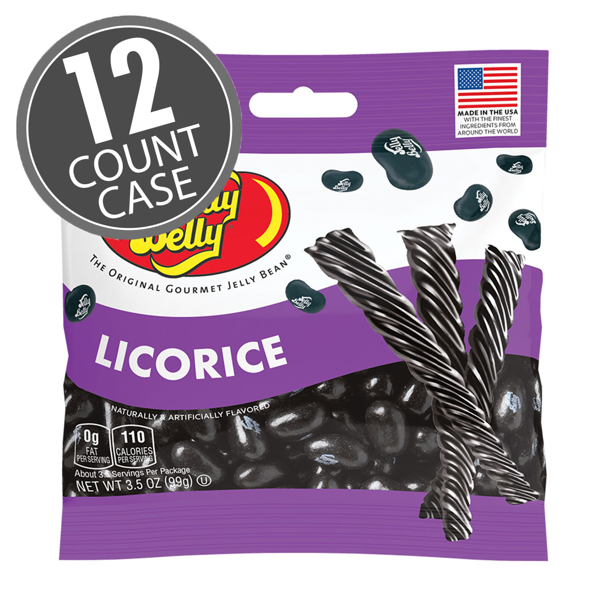 Licorice Jelly Beans 3.5 oz Grab &amp; Go Bag - 12 Count Case