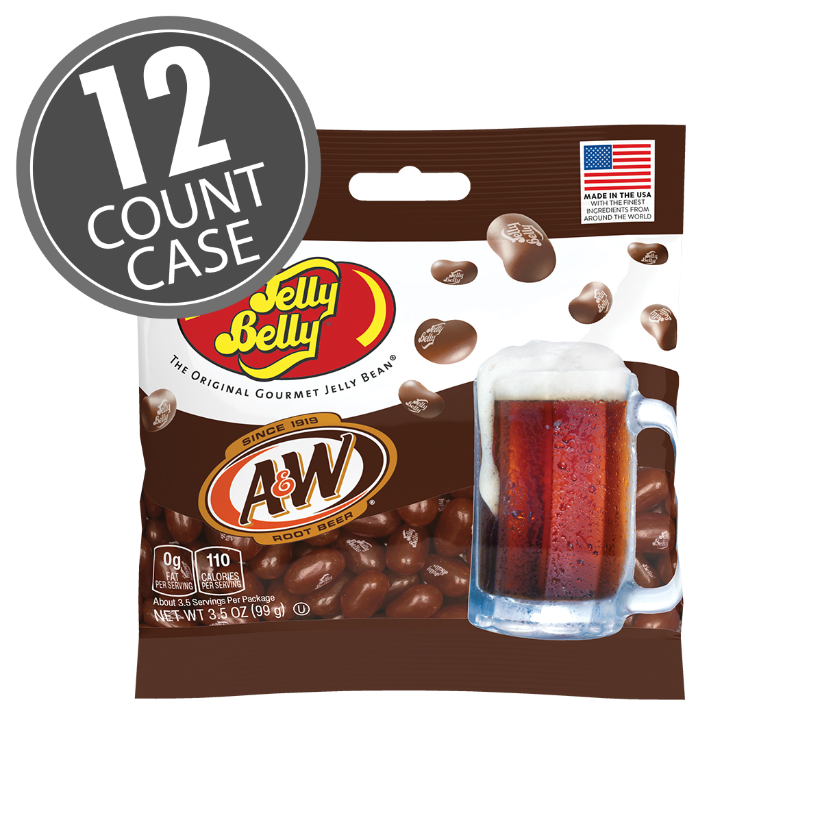 A&amp;W Root Beer Jelly Beans 3.5 oz Grab &amp; Go Bag - 12 Count Case