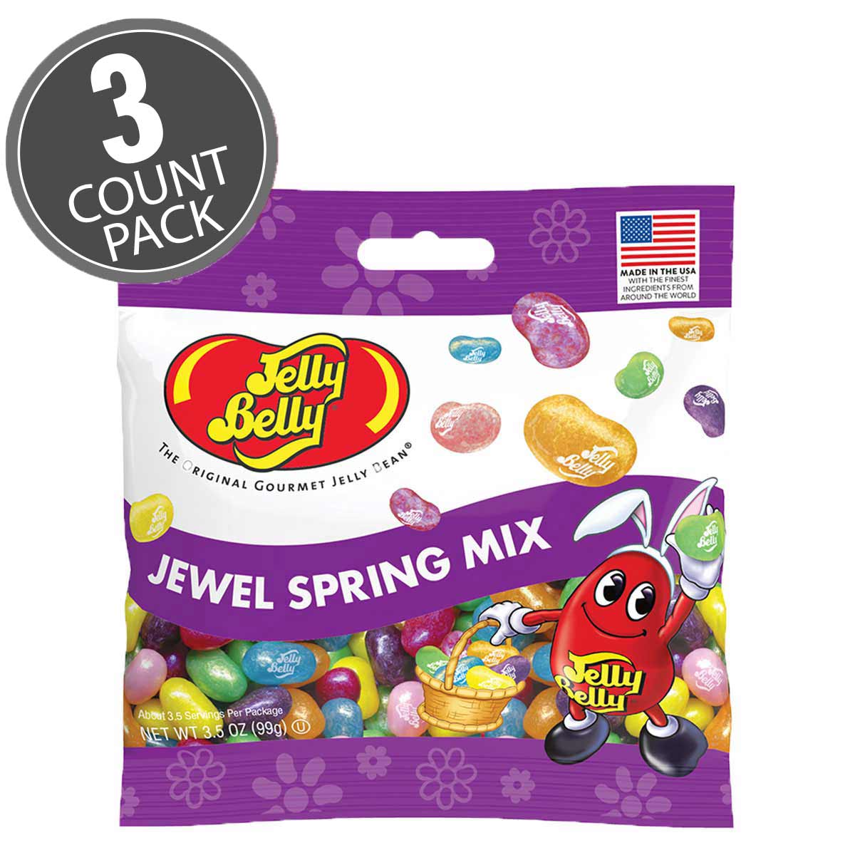 Jewel Spring Mix Jelly Beans 3.5 oz Grab &amp; Go Bag - 3-Count Pack