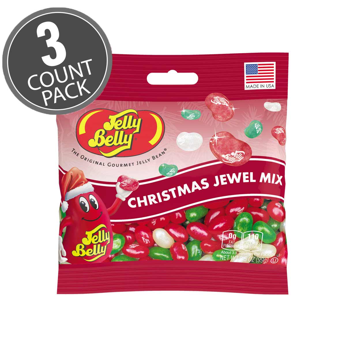 Jelly Belly Jewel Christmas Mix - 3.5 oz bag - 3-Count Pack