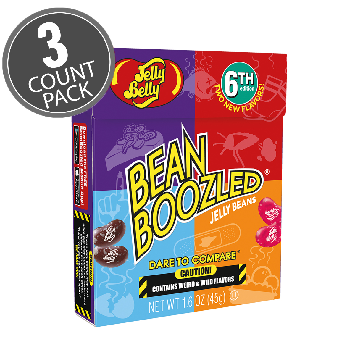 BeanBoozled Jelly Beans - 1.6 oz Box (6th edition) 3-Count Pack