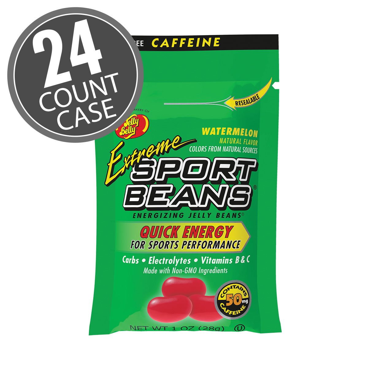 Extreme Sport Beans Jelly Beans with CAFFEINE - Watermelon 24-Pack