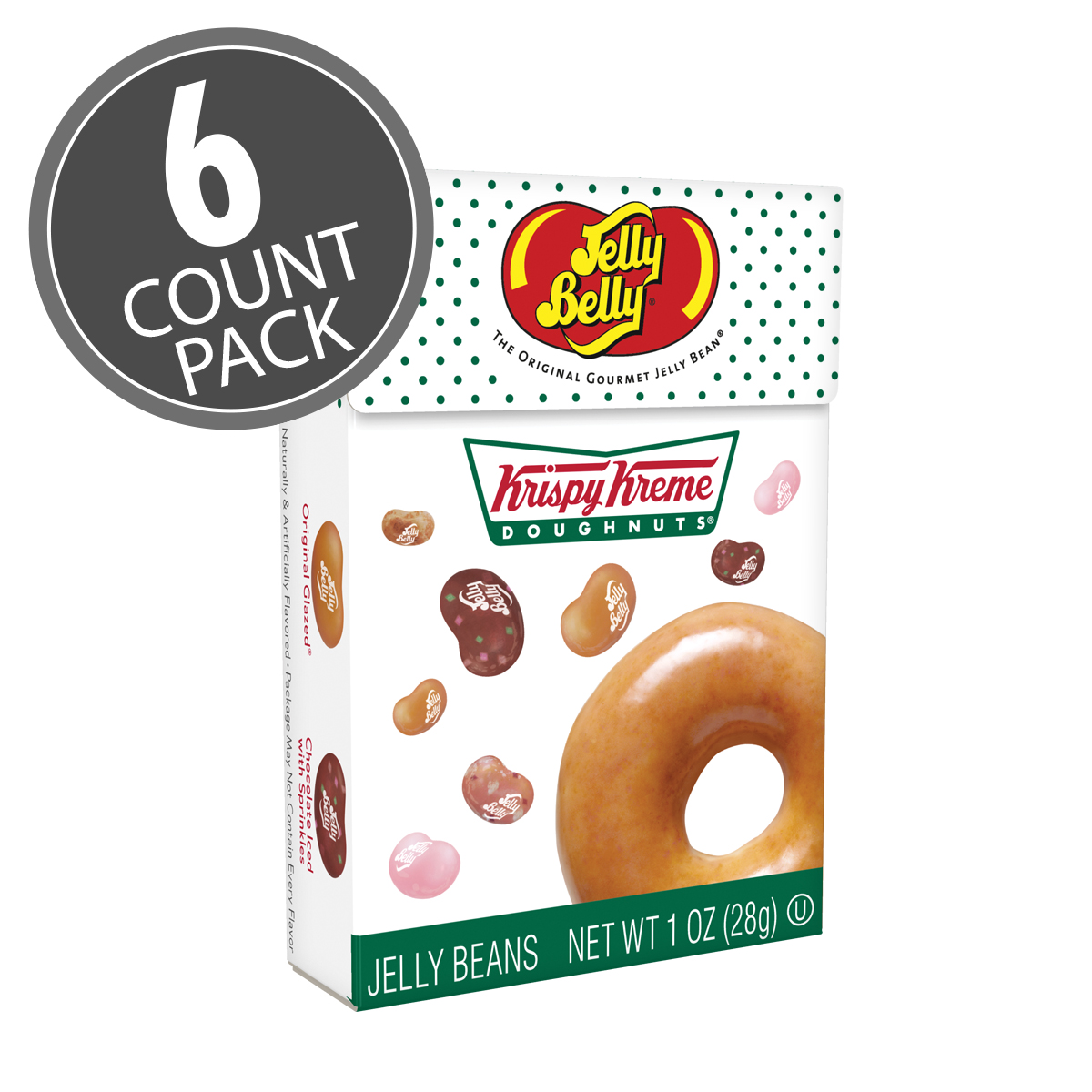 Krispy Kreme Doughnuts Jelly Beans Mix 1 oz Flip Top Box, 6-Count Pack