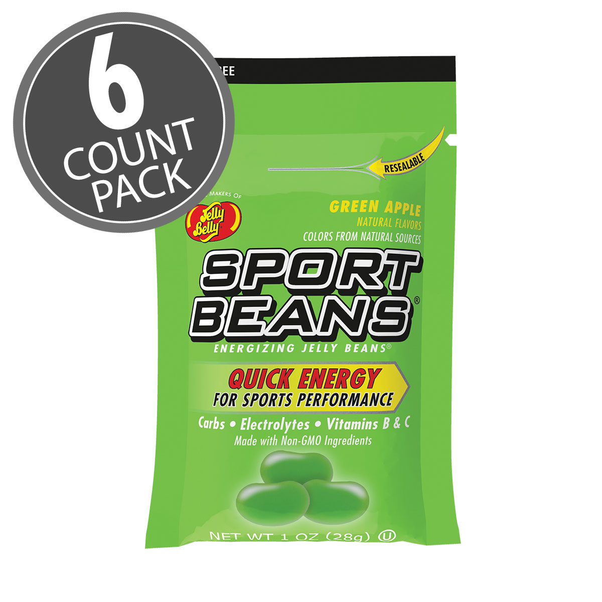 Sport Beans Jelly Beans Green Apple 6-Count Pack