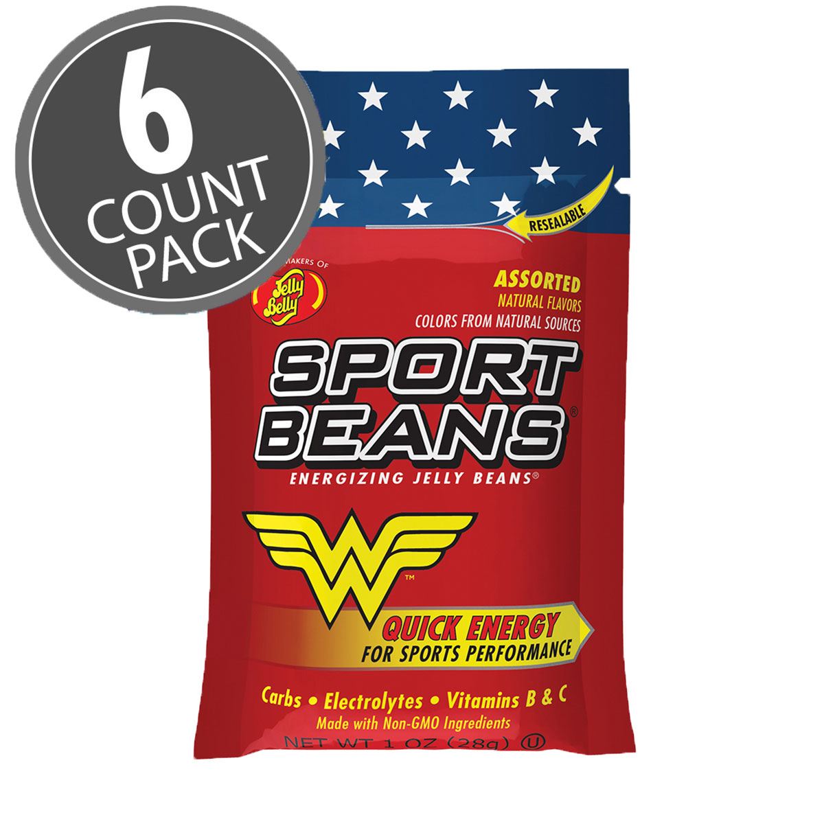 Jelly Belly Wonder Woman Sport Beans Jelly Beans Assorted 6-Pack