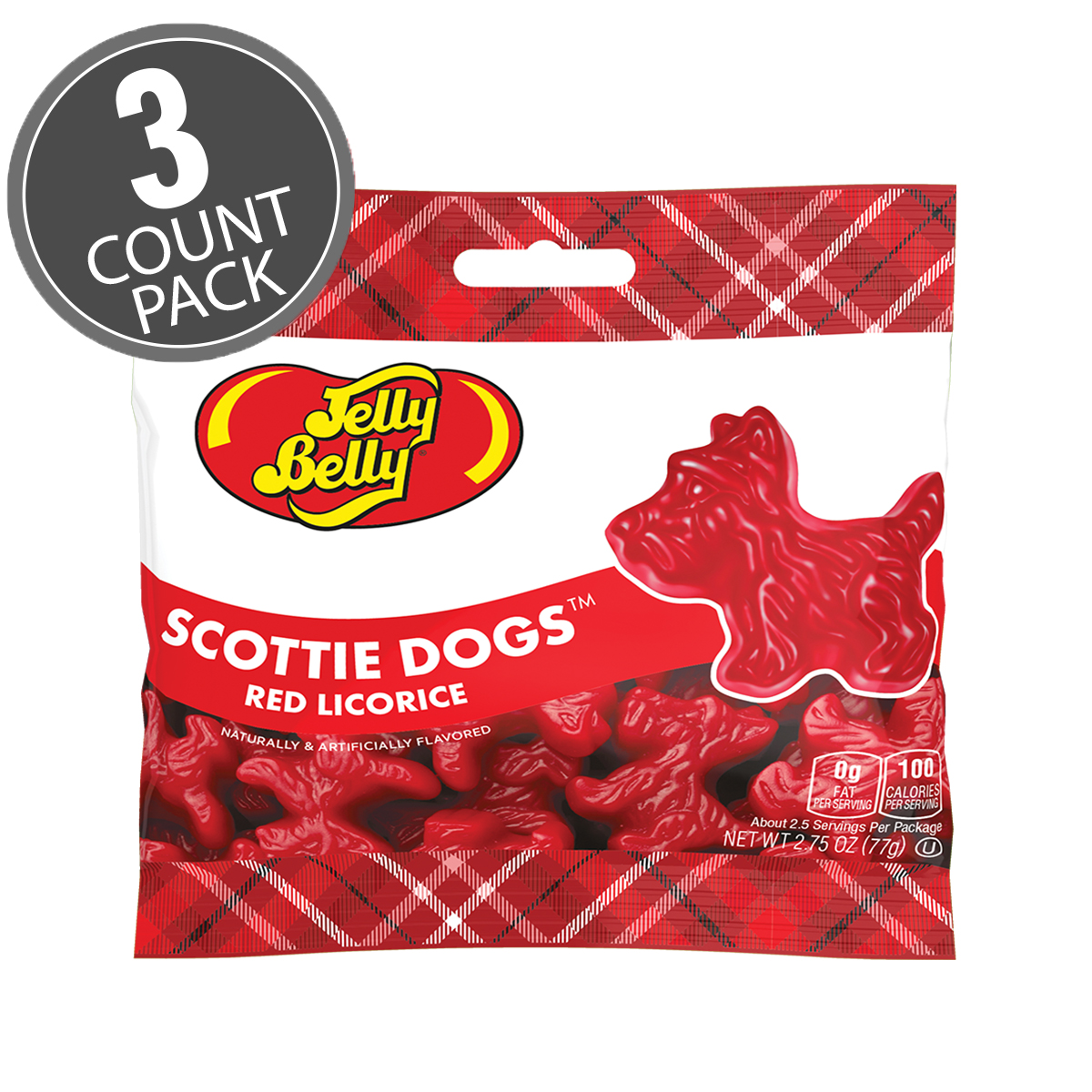 Scottie Dogs Red Licorice 2.75 oz Grab &amp; Go Bag - 3 Count Pack