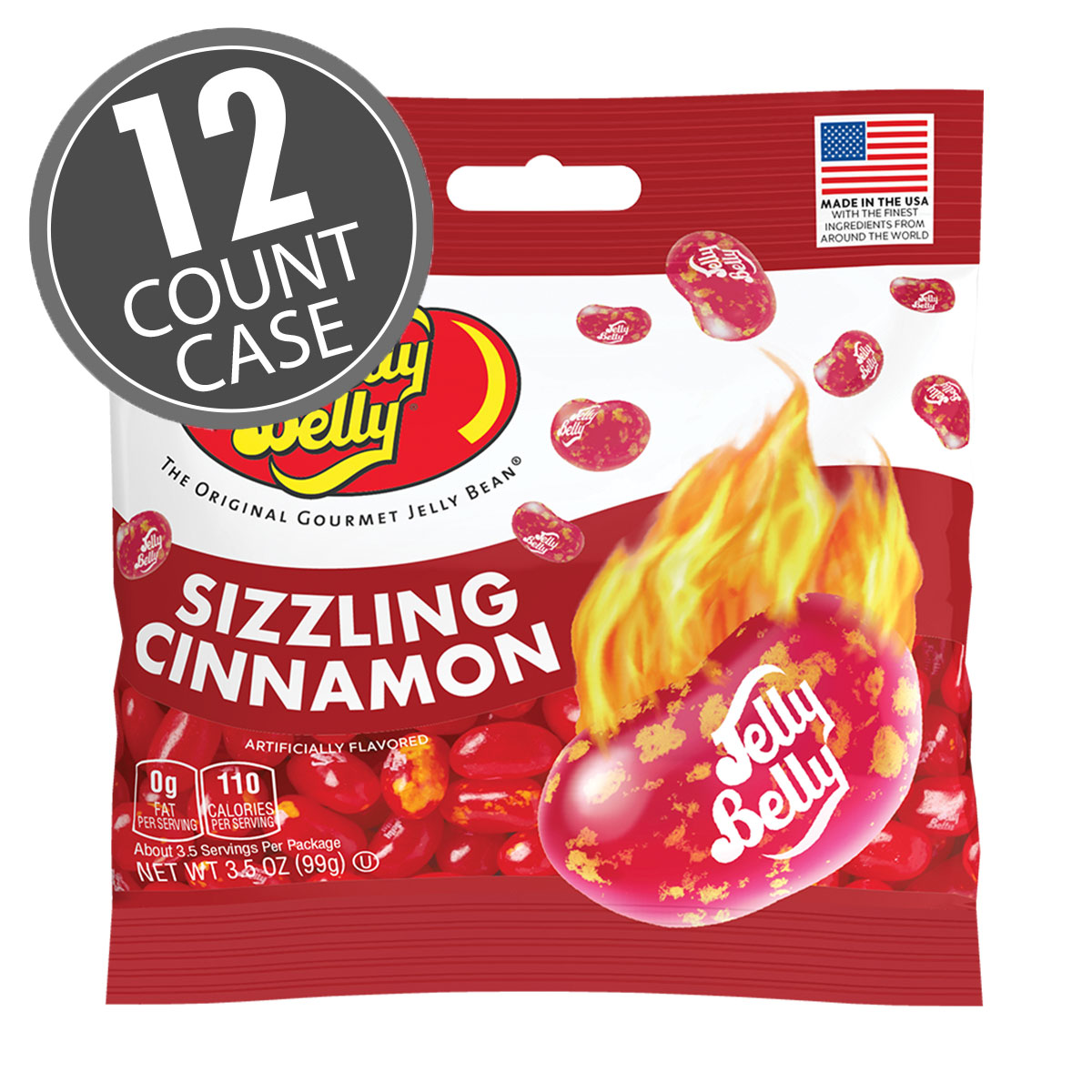 Sizzling Cinnamon Jelly Beans 3.5 oz Grab &amp; Go Bag - 12 Count Case