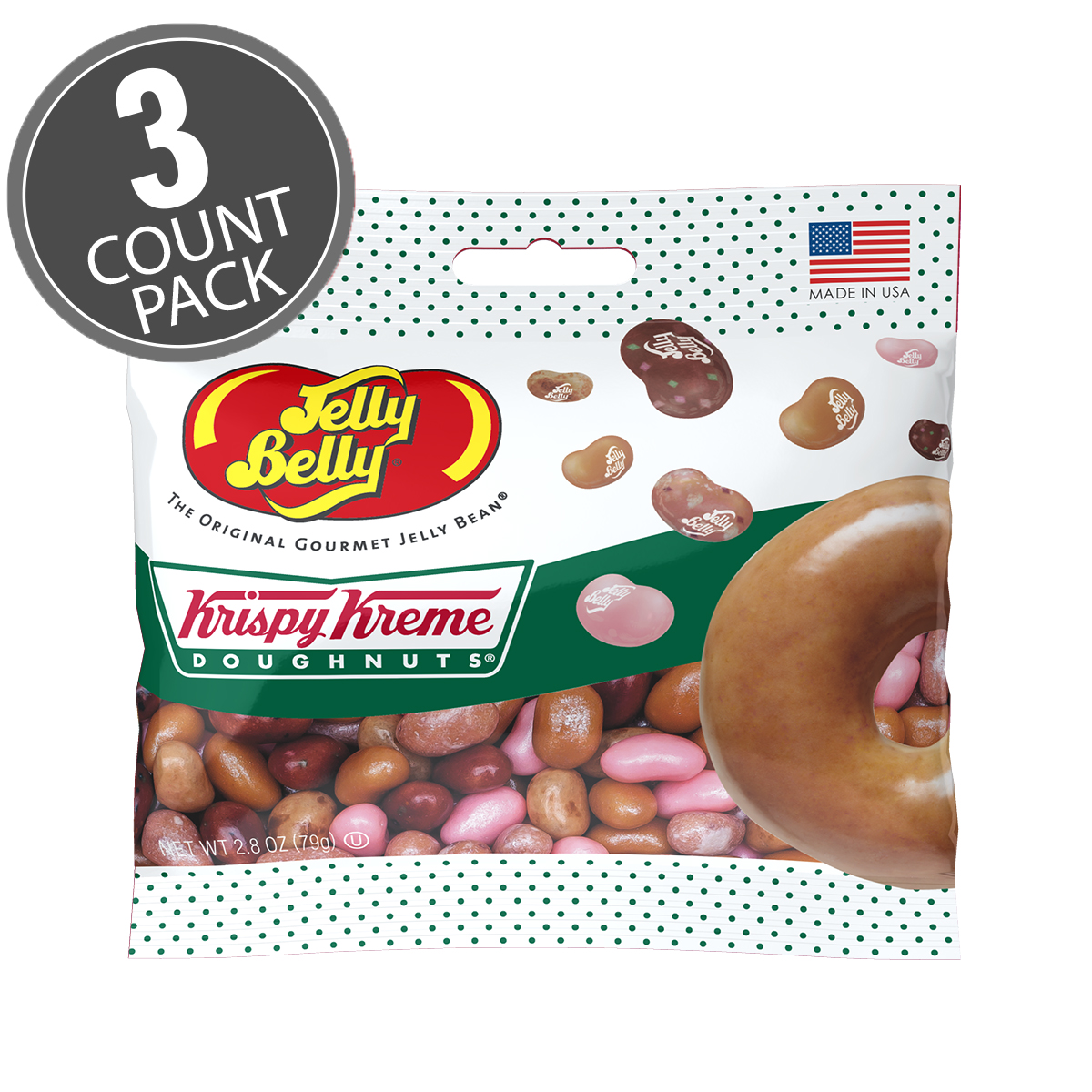 Krispy Kreme Doughnuts Jelly Beans Mix 2.8 oz Grab &amp; Go Bag, 3-Count Pack