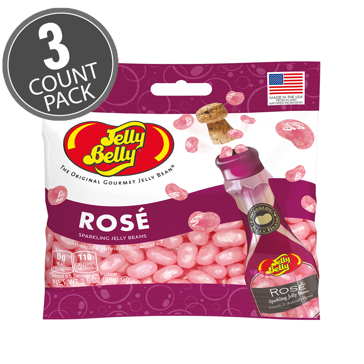 Jelly Belly Ros Beans 3.5 oz Grab &amp; Go Bag, 3-Count Pack