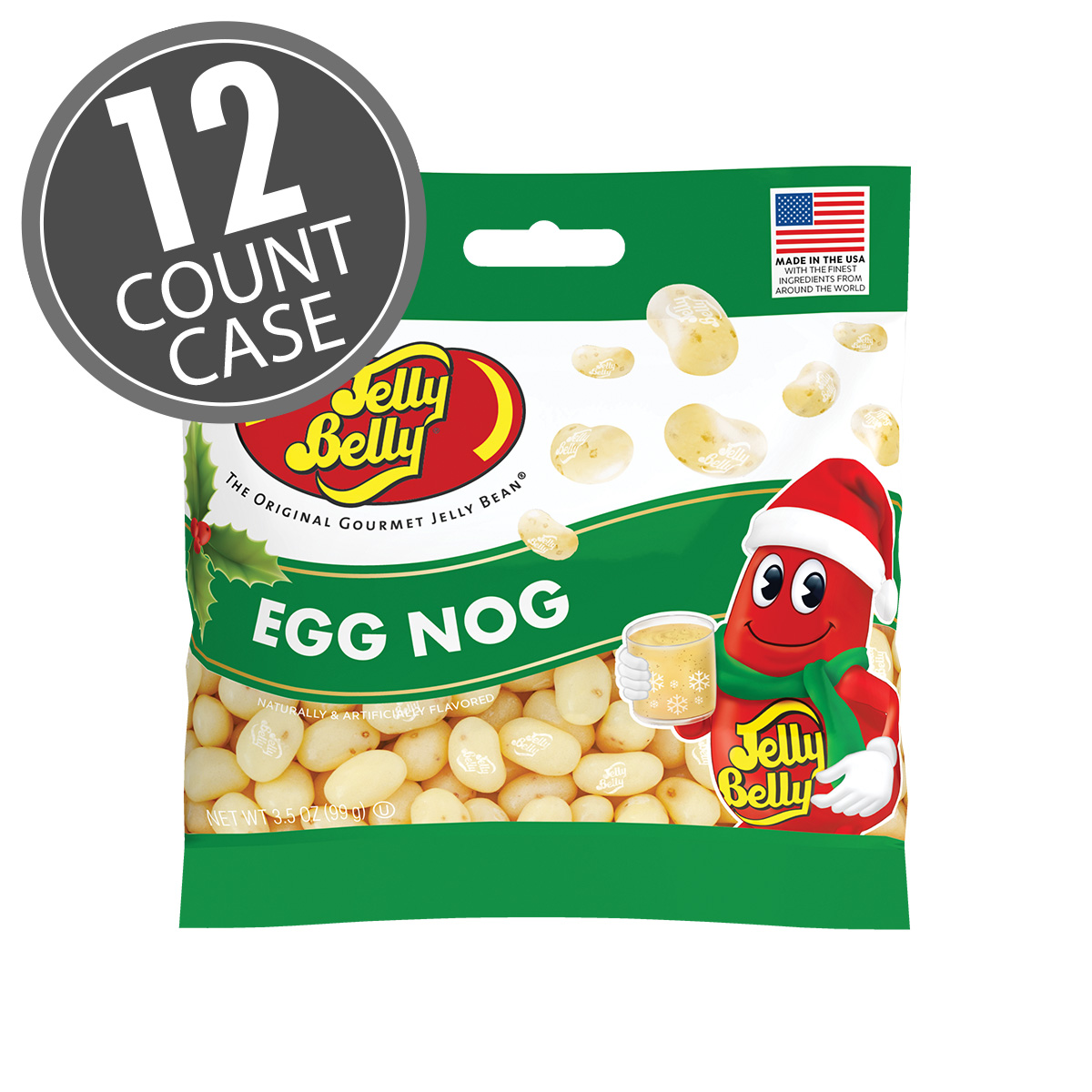 Egg Nog Jelly Beans 3.5 oz Grab &amp; Go Bag - 12 Count Case