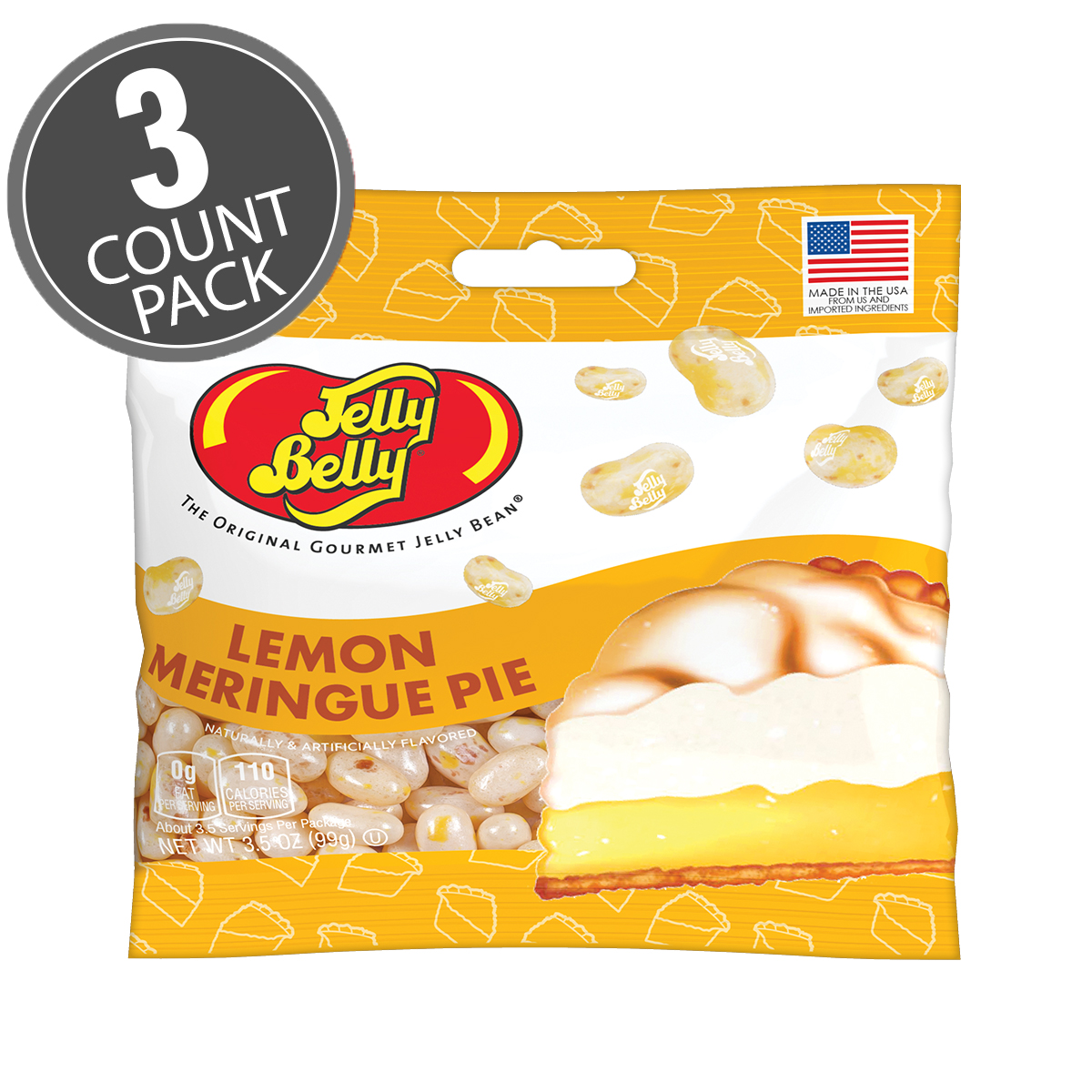 Lemon Meringue Jelly Beans 3.5 oz Grab &amp; Go Bag - 3 Count Pack