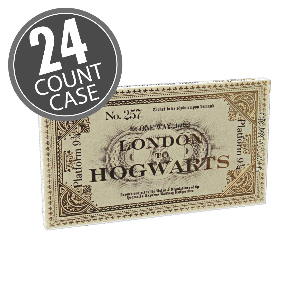 Harry Potter Platform 9 3/4 Hogwarts Express Ticket Milk Chocolate with Crisped Rice Candy Bar - 1.5 oz - 24 Count Case