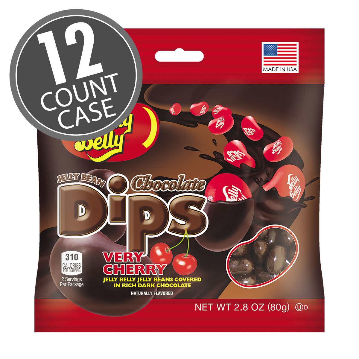 Jelly Bean Chocolate Dips - Very Cherry - 2.8 oz Bag - 12 Count Case