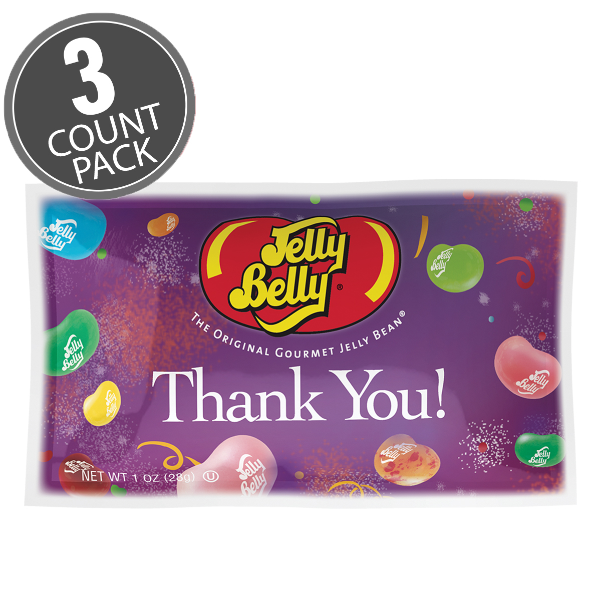 Thank You Assorted Flavors Jelly Beans  1 oz. Bag - 3-Count Pack