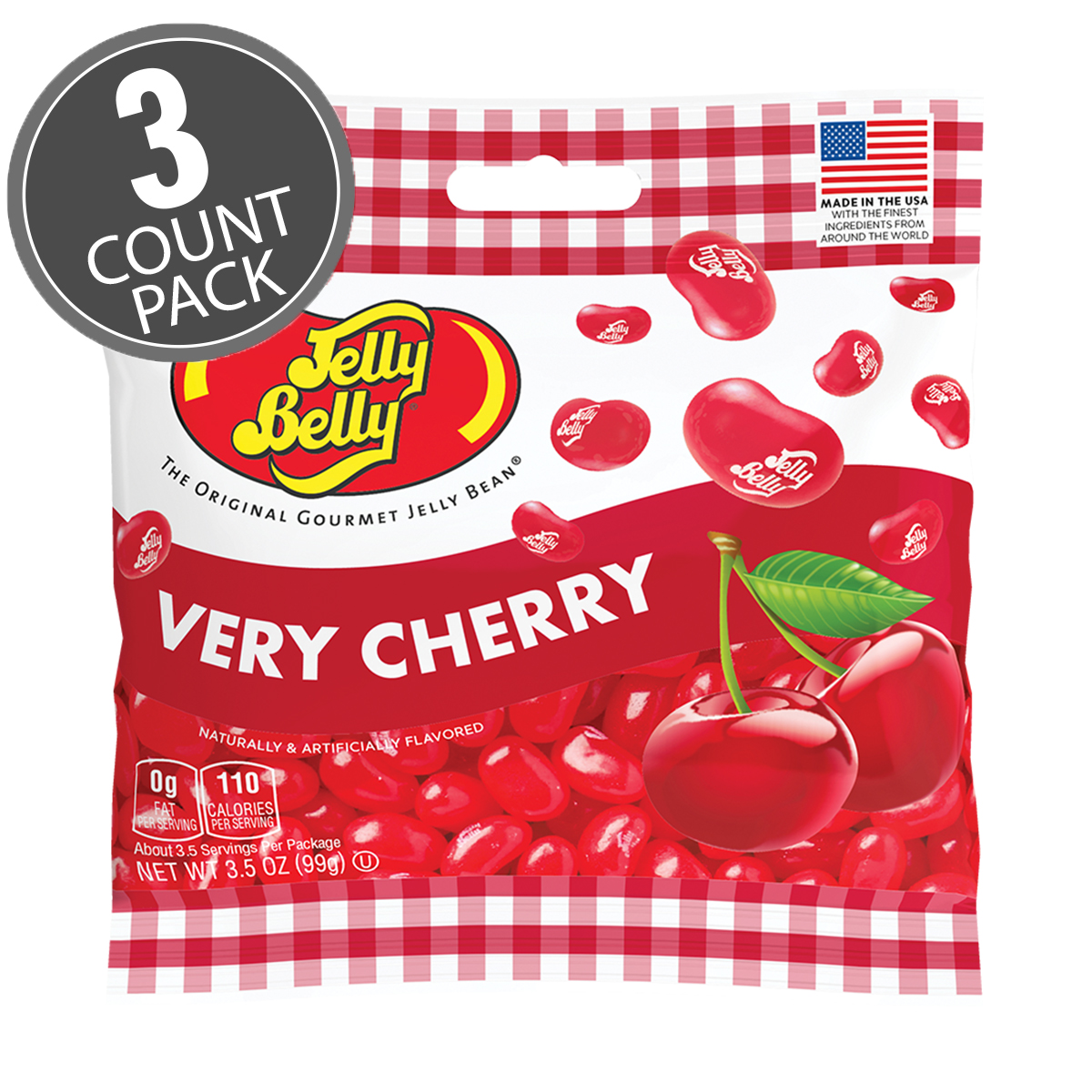 Very Cherry Jelly Beans 3.5 oz Grab &amp; Go Bag - 3 Pack