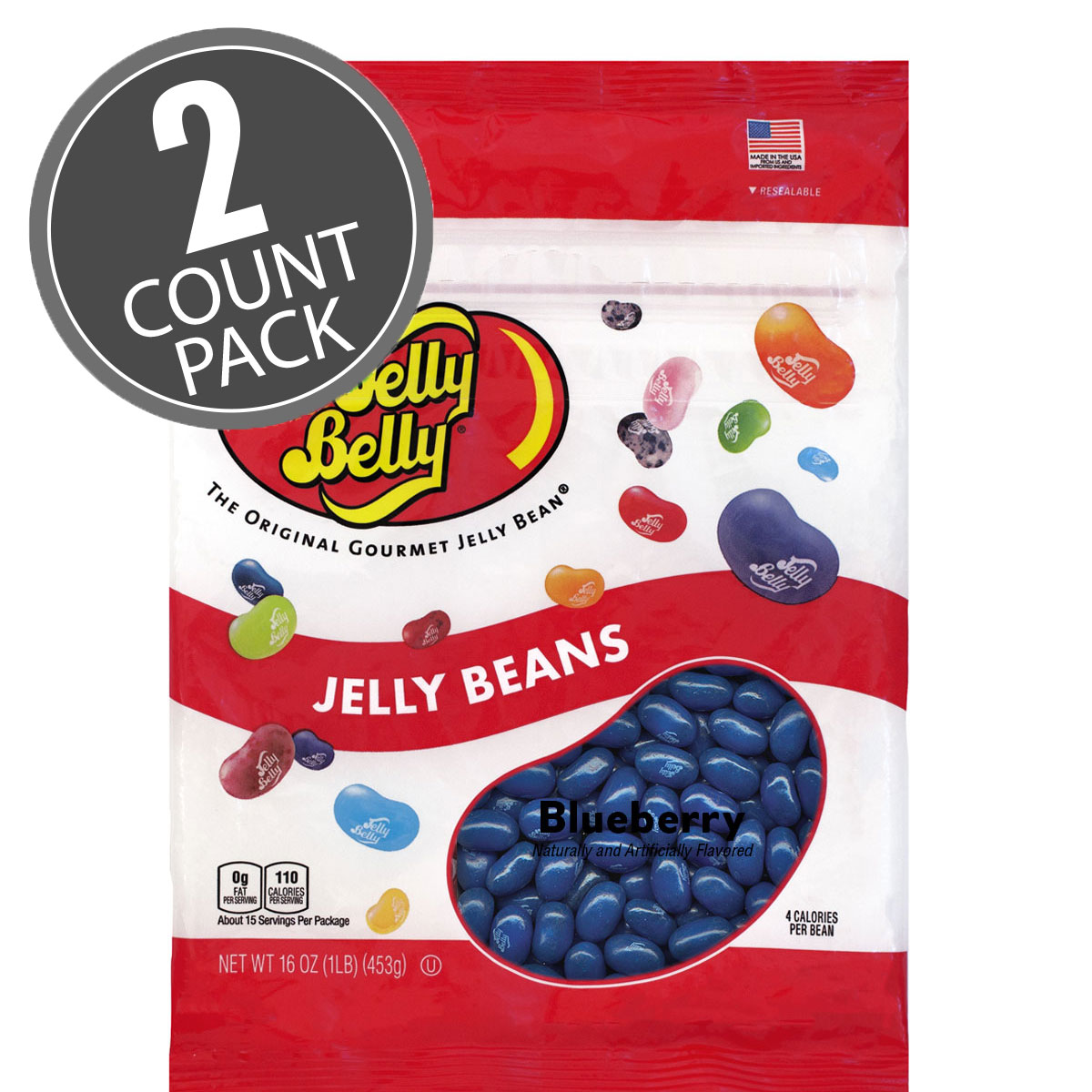 Blueberry Jelly Beans - 16 oz Re-Sealable Bag - 2 Pack