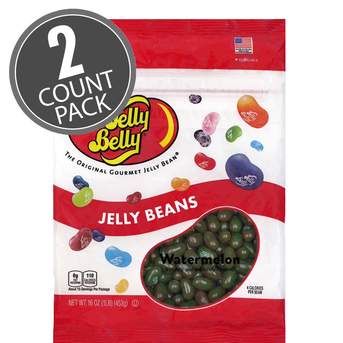 Watermelon Jelly Beans - 16 oz Re-Sealable Bag - 2 Pack