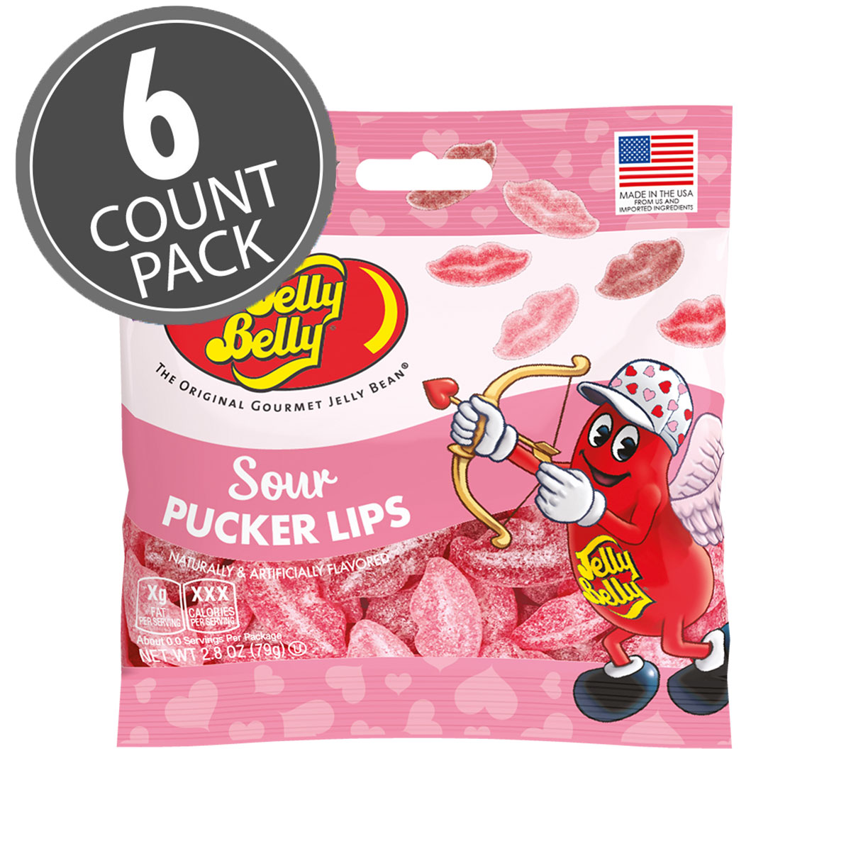 Sour Pucker Lips 2.8 oz Grab &amp; Go Bag - 6-Count Pack