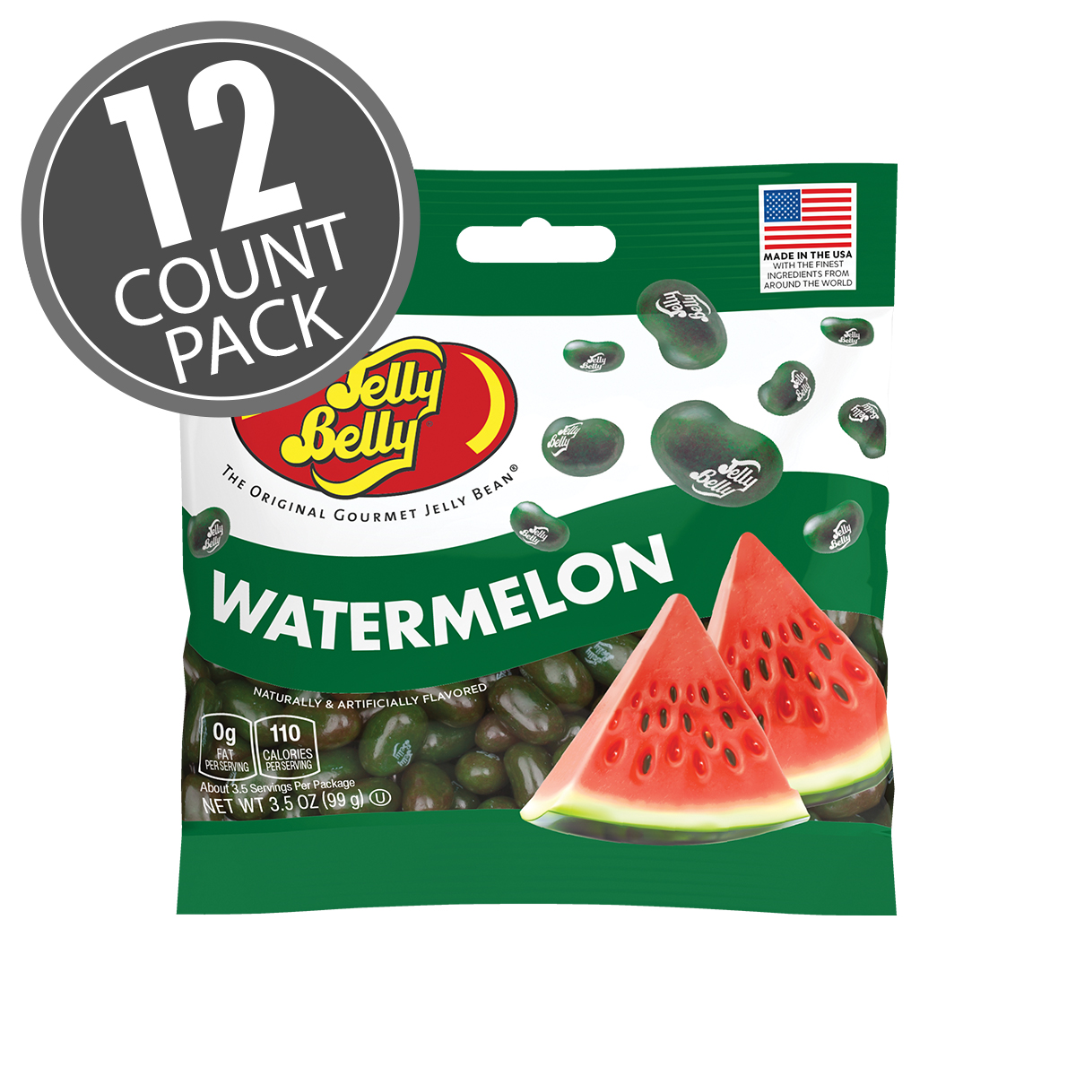 Watermelon Jelly Beans 3.5 oz Grab &amp; Go Bag - 12-Count Case