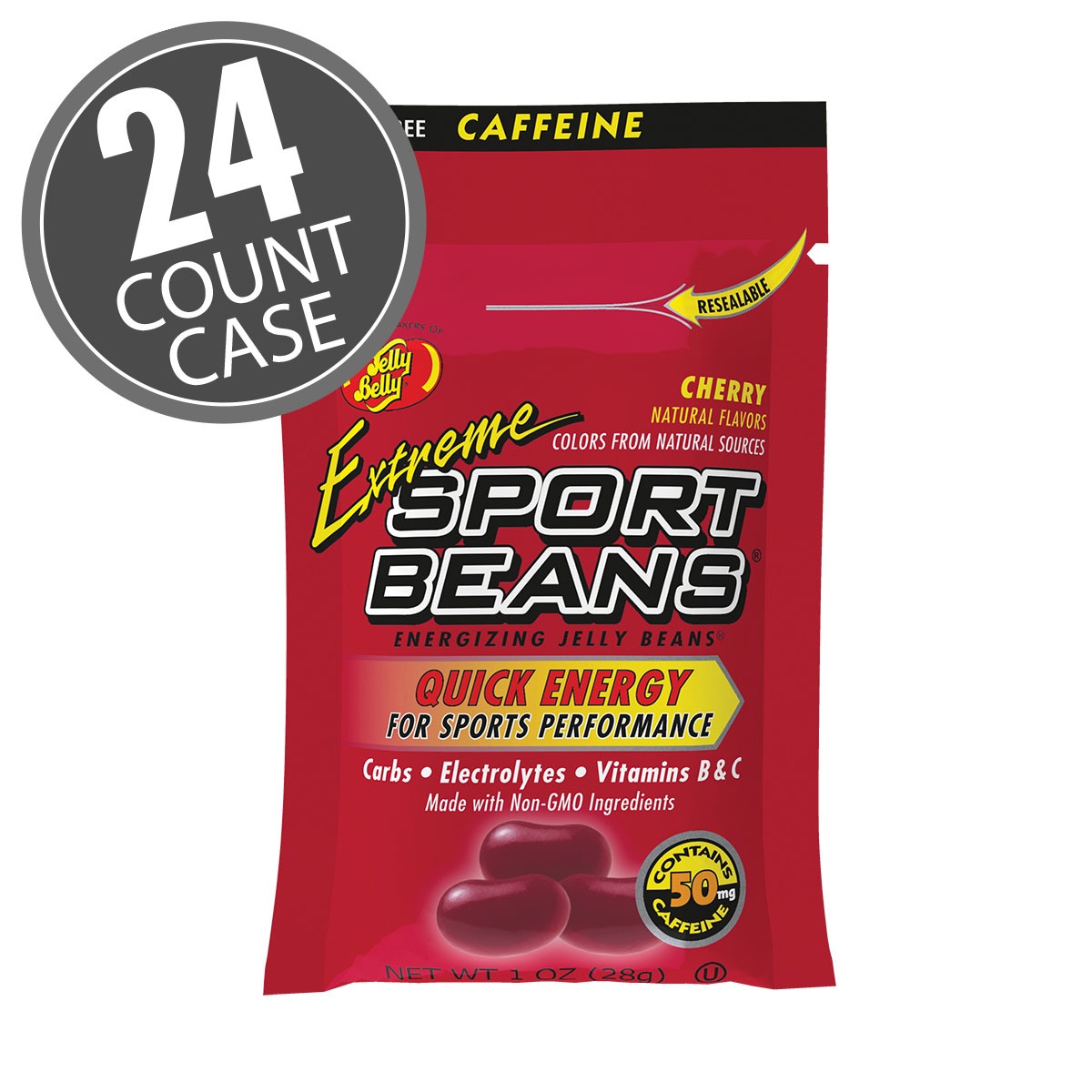 Extreme Sport Beans Jelly Beans with CAFFEINE - Cherry 24-Pack