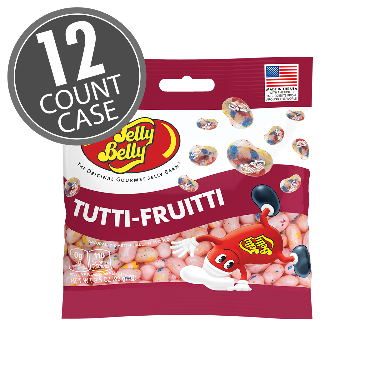 Tutti-Fruitti Jelly Beans 3.5 oz Grab &amp; Go Bag - 12 Count Case