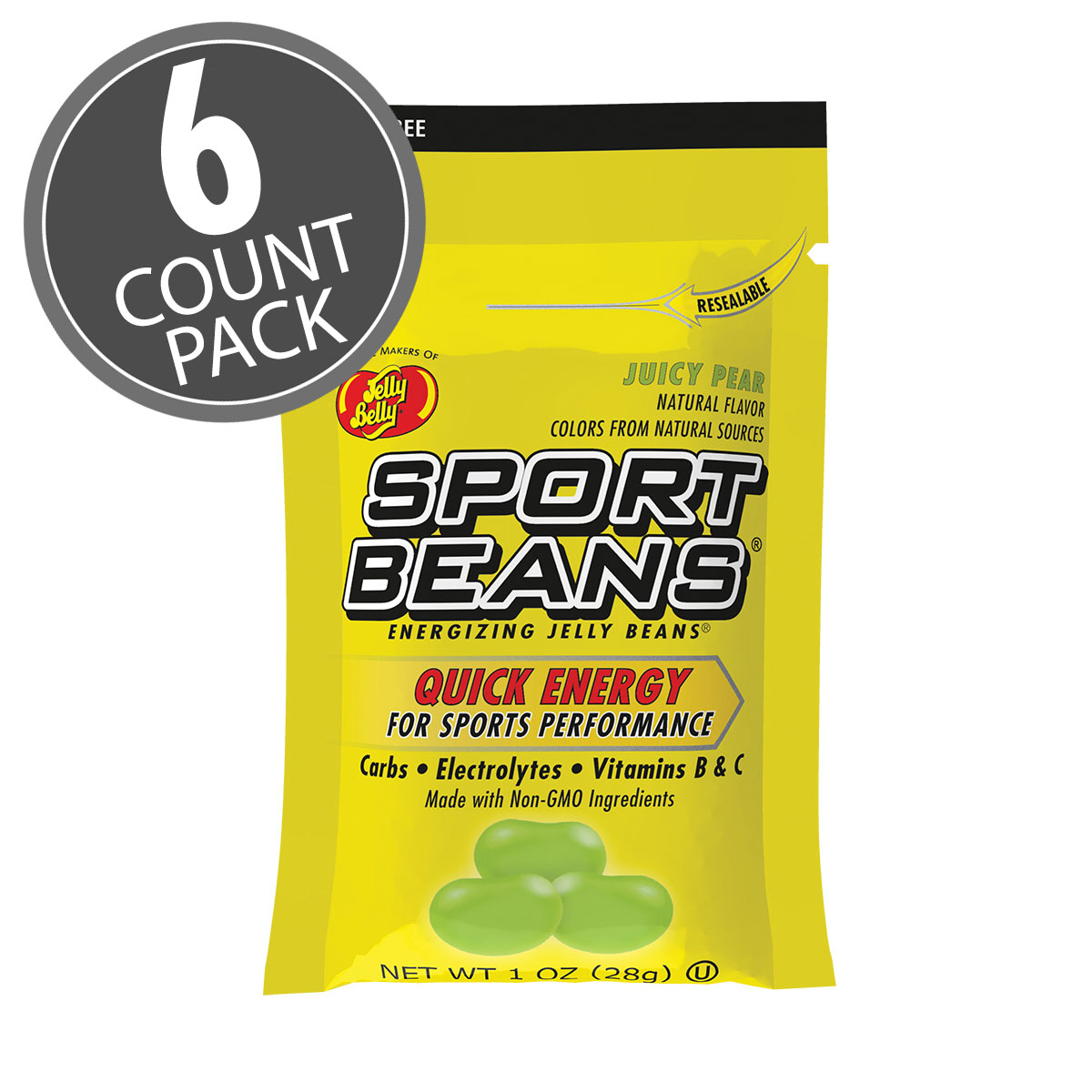 Sport Beans Jelly Beans Juicy Pear 6-Count Pack