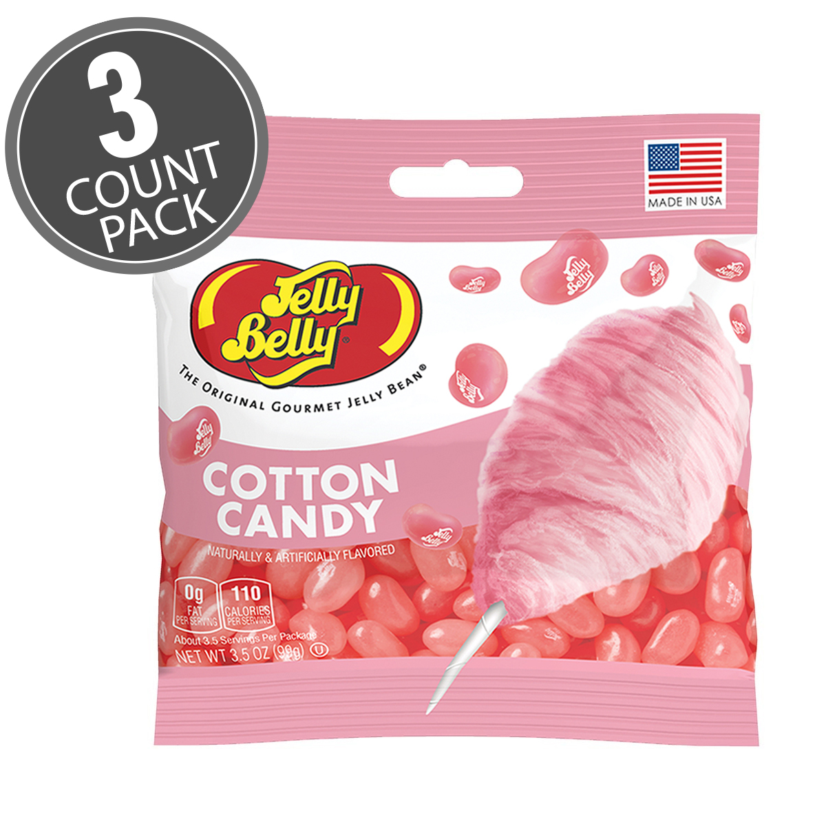 Cotton Candy Jelly Beans 3.5 oz Grab &amp; Go Bag - 3 Pack