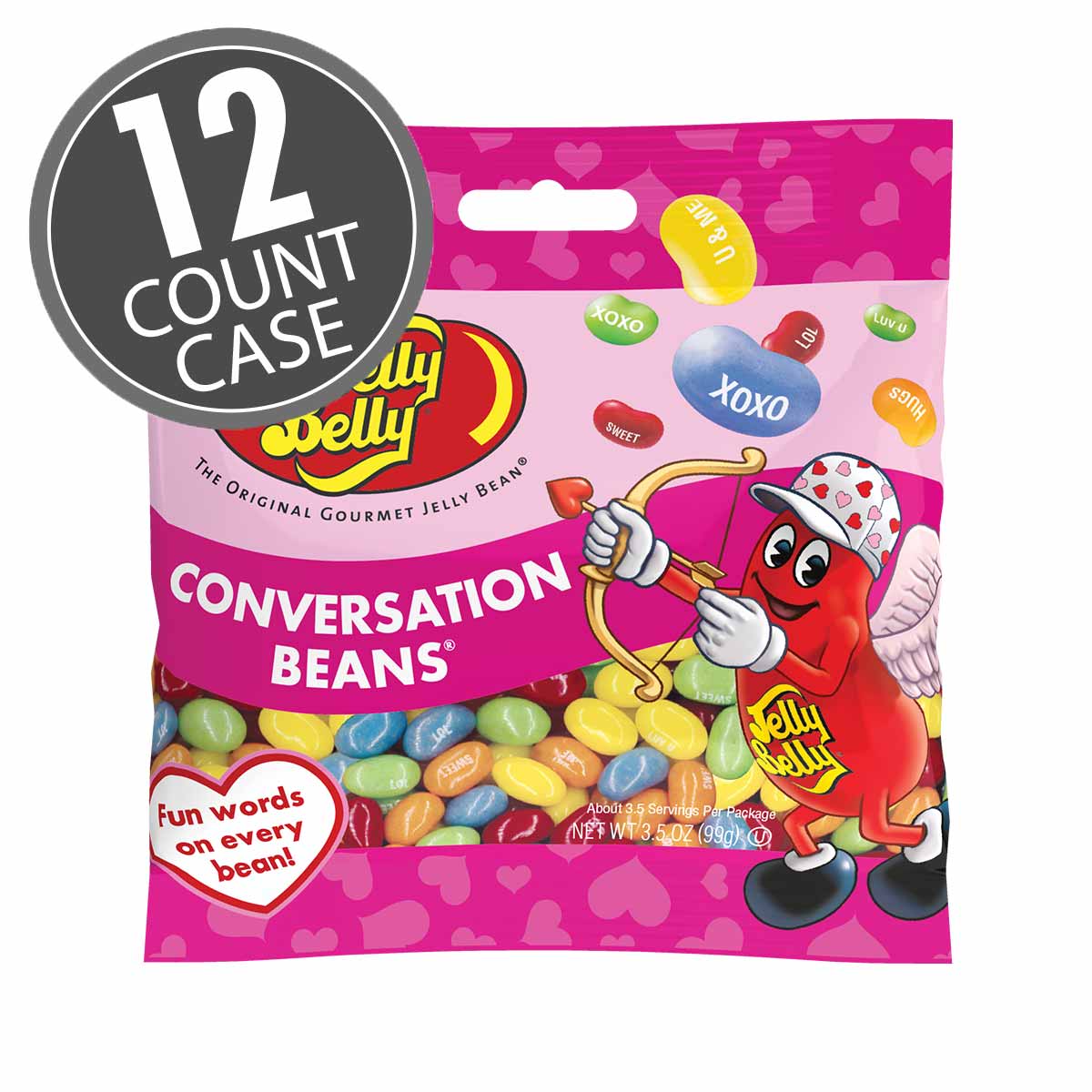 Jelly Belly Conversation Beans - 3.5 oz Grab &amp; Go Bags - 12-Count Case