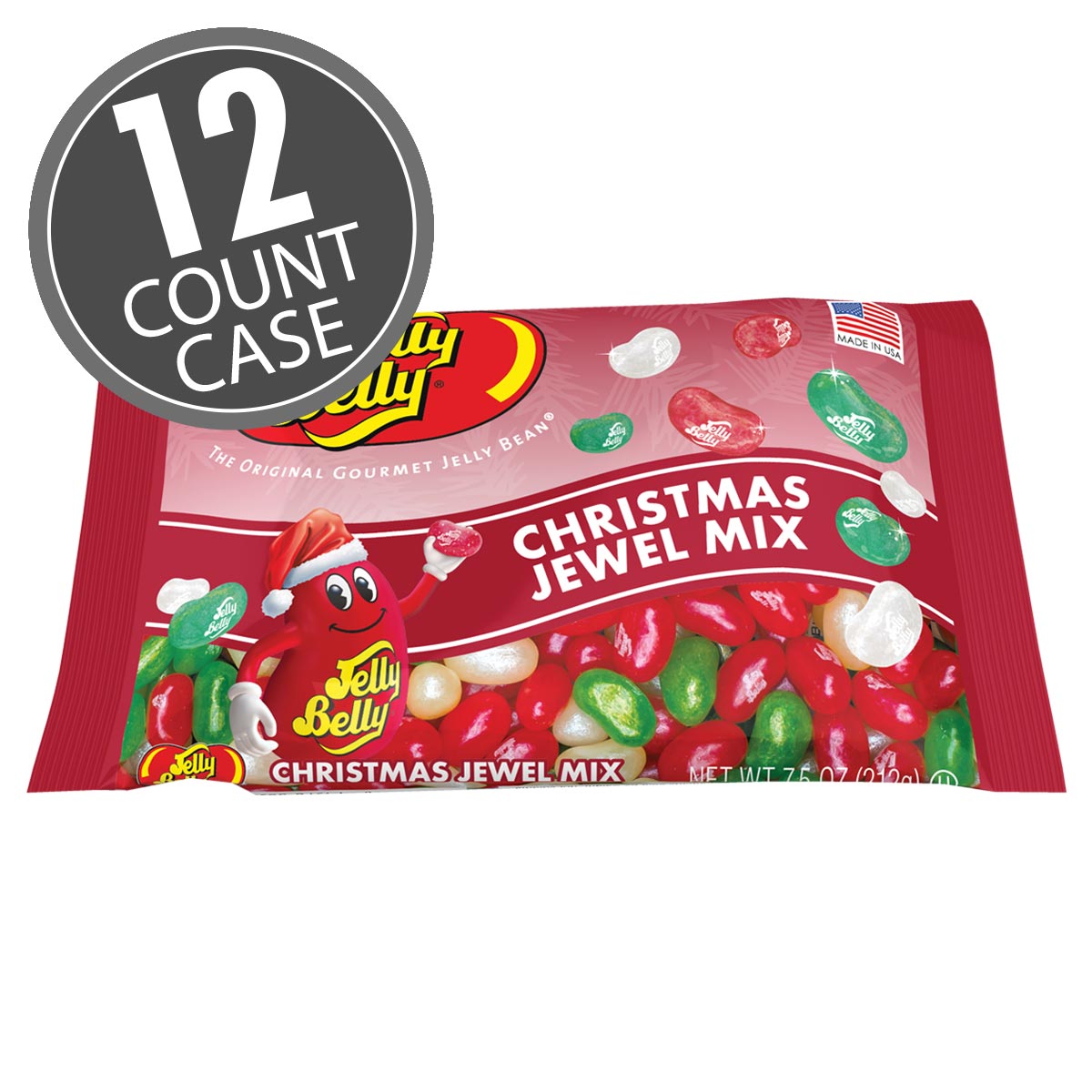 Jelly Belly Jewel Christmas Mix - 7.5 oz Laydown Bags - 12-Count Case