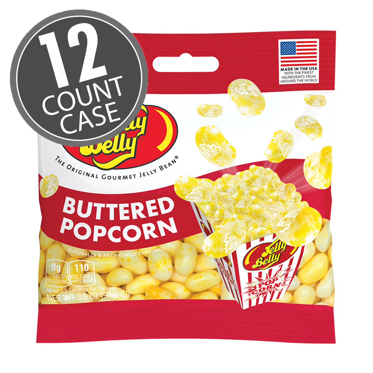 Buttered Popcorn Jelly Beans 3.5 oz Grab &amp; Go Bag - 12 Count Case