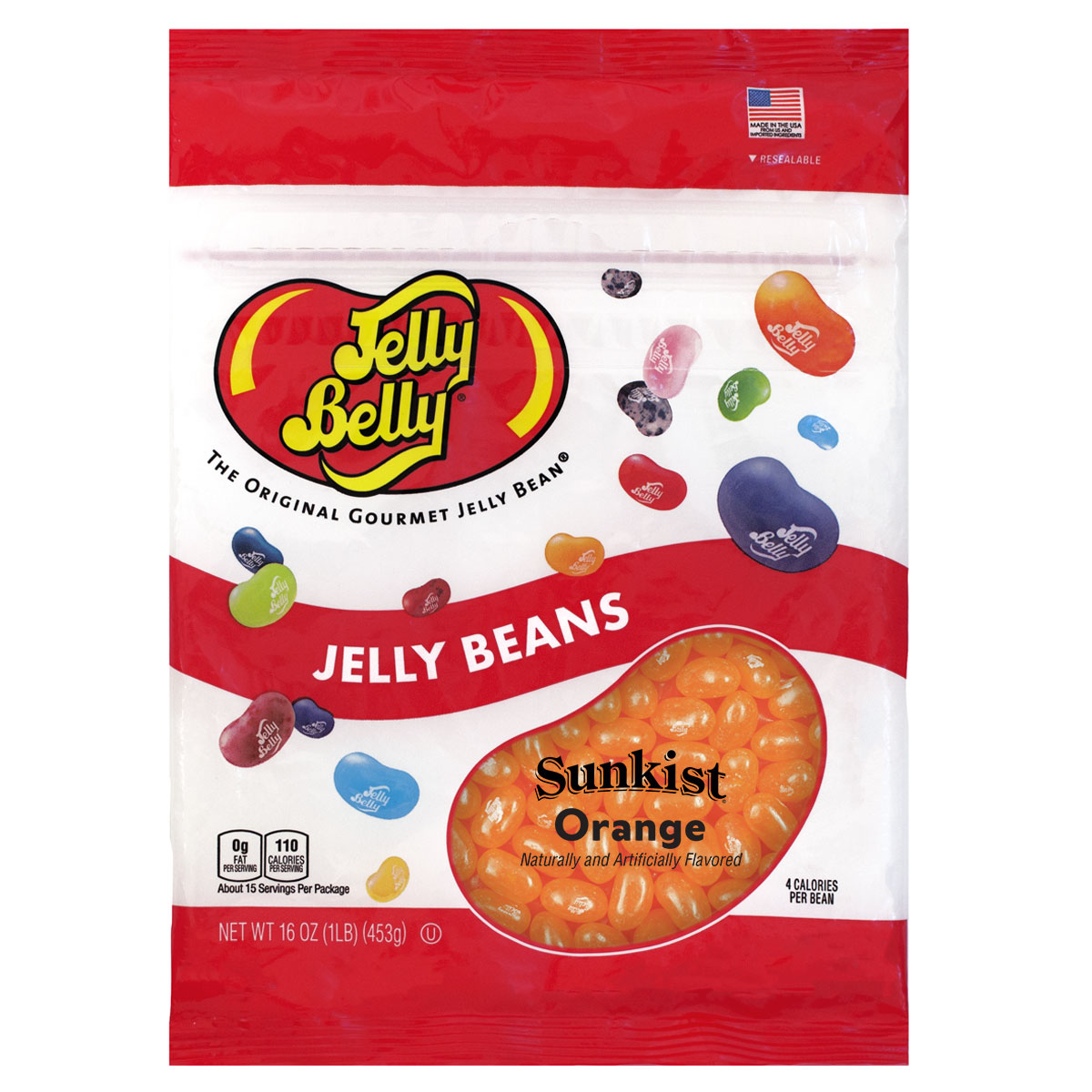 Sunkist Orange Jelly Beans - 16 oz Re-Sealable Bag