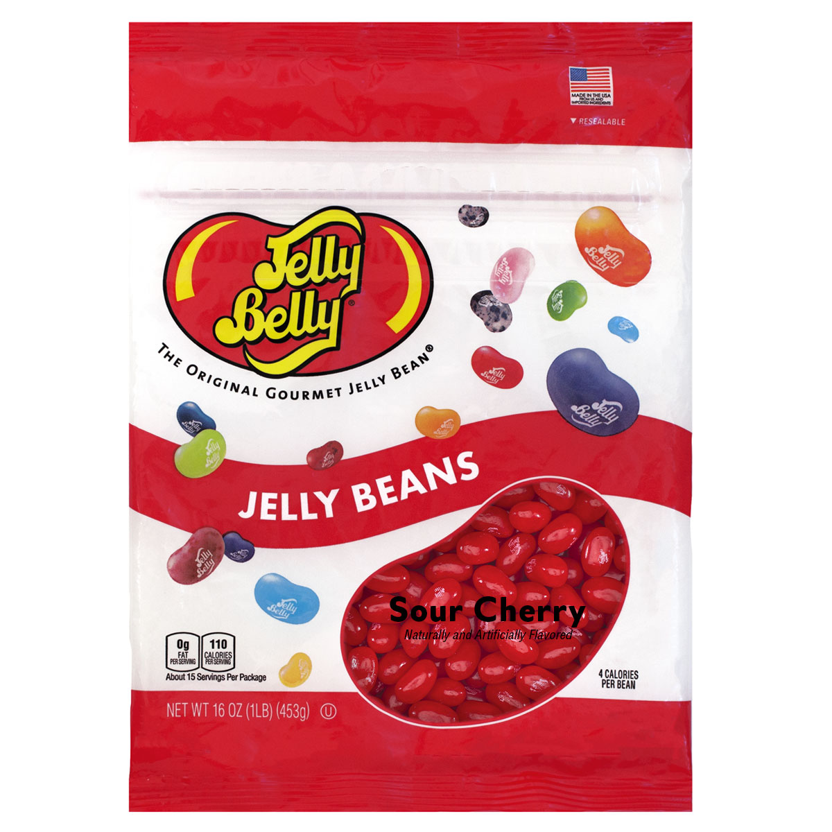 Sour Cherry Jelly Beans - 16 oz Re-Sealable Bag