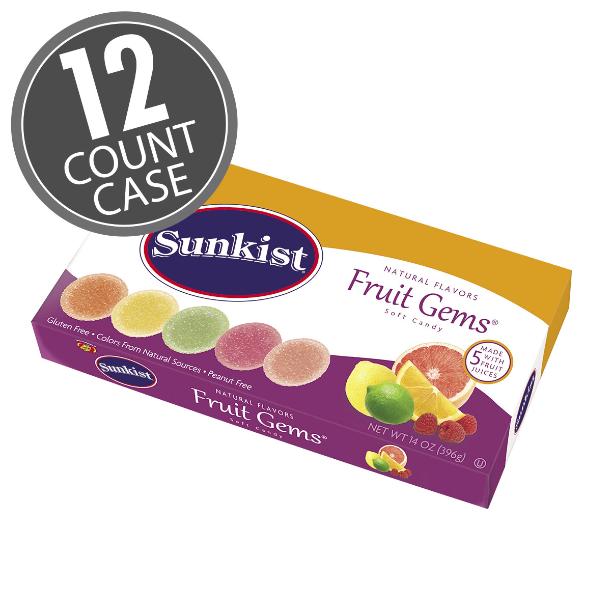 Sunkist Fruit Gems 14 oz Box - 12 Count Case